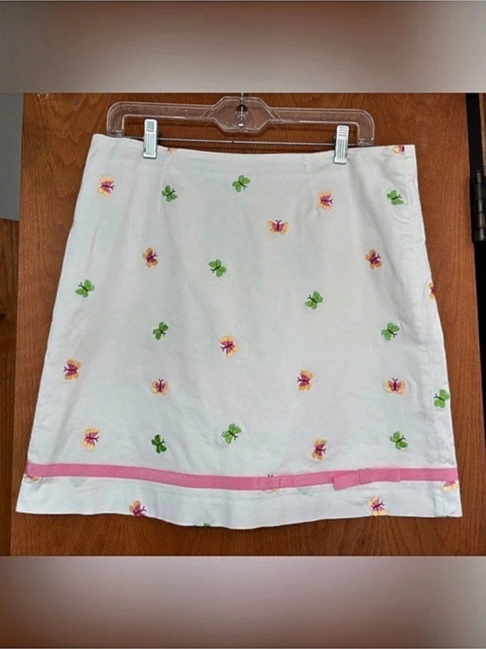 Vintage Lilly Pulitzer White Butterfly Embroidered Skirt Mini Skirt White & Pink